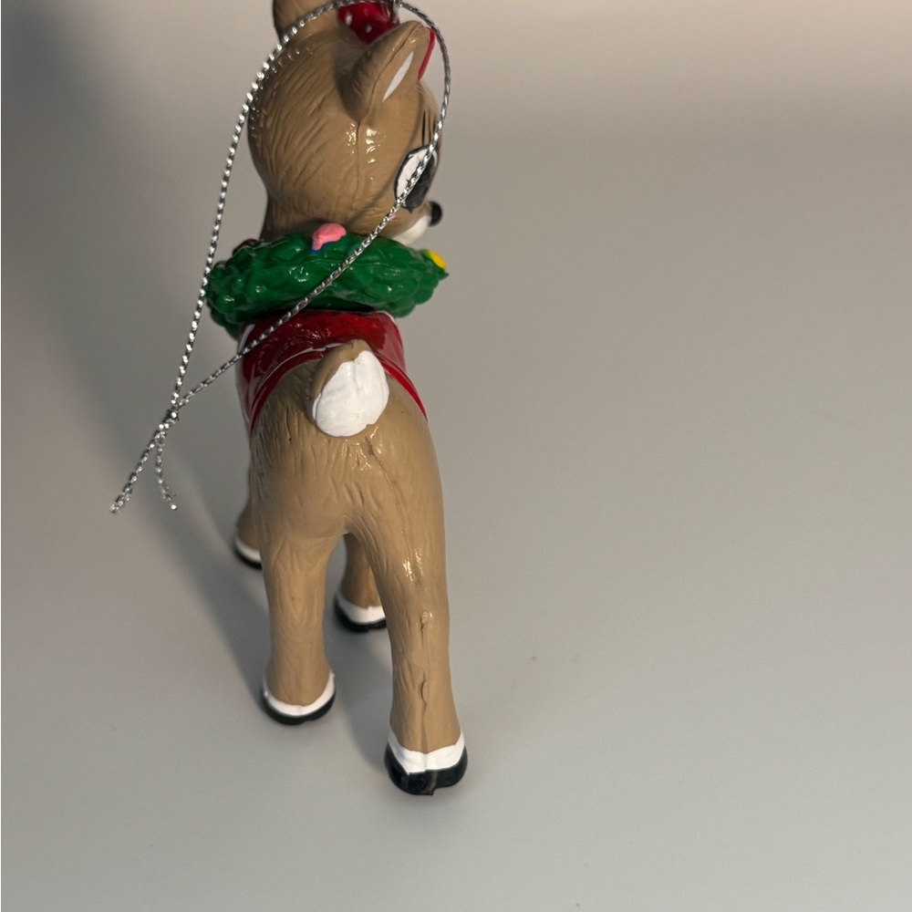 Rudolf Reindeer Christmas‎ Ornament with Red Bow - Picture 4 of 6